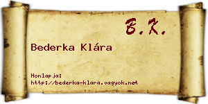 Bederka Klára névjegykártya